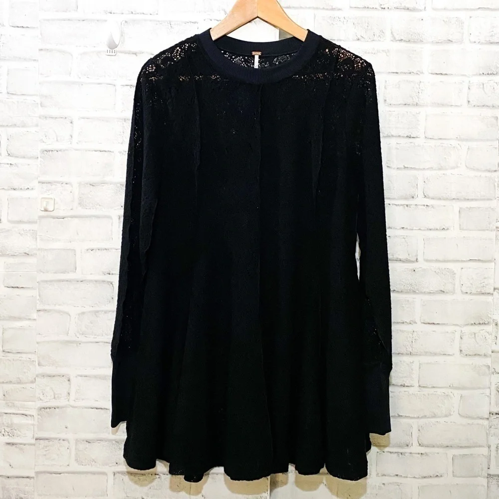 Free People Semi sheer Black tunic size small